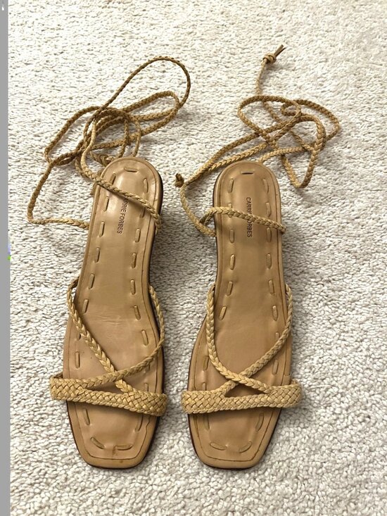 Carrie Forbes Shoes - Carrie Forbes Braided Leather Lace Up Ankle Wrap Tie Sandals Heels Sz 39 US 9